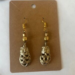Gold Teardrop handmade vintage Earrings with Intricate Filigree Design